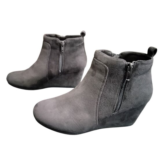 Dream Paris Size 9 Ankle Booties Wedge Heels Faux Suede Side Zipper Closure - Picture 5 of 12